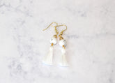 white howlite gold dangle tassel earrings